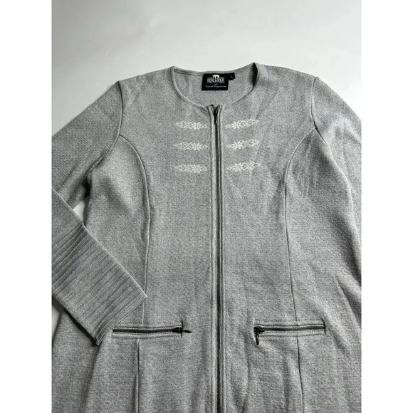 Norlender Dress/Tunic Womens Large Wool Blend Sweater Gray Full Zip Pockets - Picture 6 of 8
